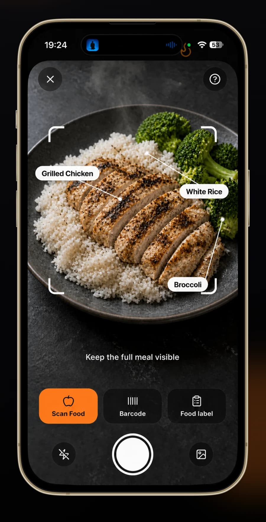 UBulk meal scanner with food photo, barcode and nutrition label modes